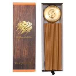 Bakhoor BoSidin – Oud Wood Bakhoor Incense Sticks Cambodi Fragrance 50pcs 3mm with Brass Incense Burner – A79-1