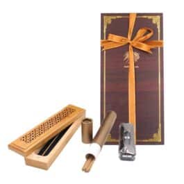Bakhoor BoSidin – Oud Bakhoor Incense Burner with Cambodian Incense 20 Sticks 10.5 cm and Lighter Gift Set – A19-1