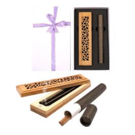 Bakhoor BoSidin – Wooden Incense Burner with Cambodian Oud Sticks 20pcs in White Gift Box – A20W