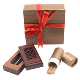 Bakhoor Bosidin- Oud Incense Sticks and Wooden Oud Burner Mini Gift Box -A59