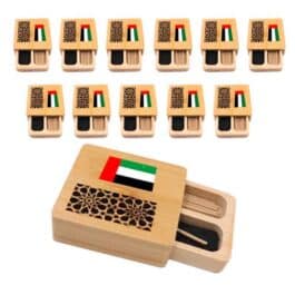 Bakhoor BoSidin – 1 doz. Mini Burner Gift Box with UAE Flag Sticker and 10pcs 2mm Oud Sticks