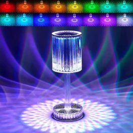 RGB Crystal Touch Table Lamp, LED Night Light Bedside Lamp with USB Charging Port for Living Room Bedroom- YA12