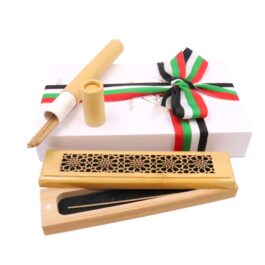 Bakhoor BoSidin Cambodian Oud Incense with Wooden Incense Burner with UAE Ribbon