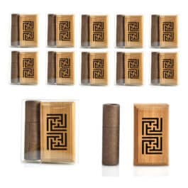 Bakhoor Bosidin- 12 sets Wooden Oud Incense Burner Mini Set with 10pcs 2mm Oud Sticks – A58-1-12