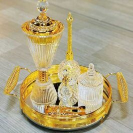 Golden Premium Incense Burner Set for Home Fragrance and Decore- MK1843