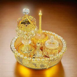 Golden Premium Incense Burner Set for Home Fragrance and Decore- MK1866