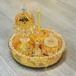 Golden Premium Incense Burner Set for Home Fragrance and Decore- MK1866