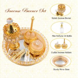 Golden Premium Incense Burner Set for Home Fragrance and Decore- MK1866