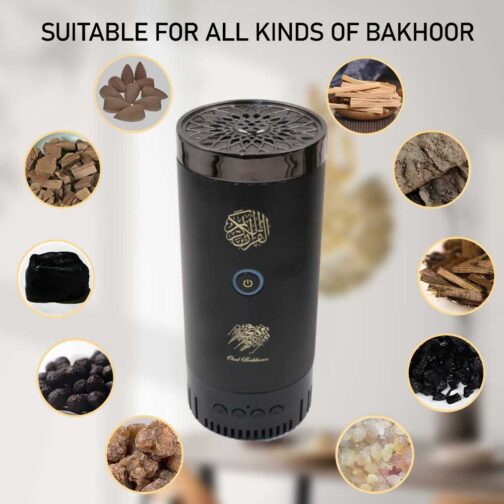 ⁦Rechargeable Bakhoor Incense Oud Burner with Full Quran Muslim Speaker Remote Control - SQ-001⁩ - الصورة ⁦4⁩