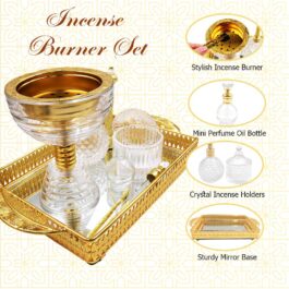 Elegant Bakhoor Oud Incense Glass Burner Set for Home Fragrance and Decore-WXY354