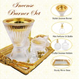 Elegant Bakhoor Oud Incense Glass Burner Set for Home Fragrance and Decore-WXY355