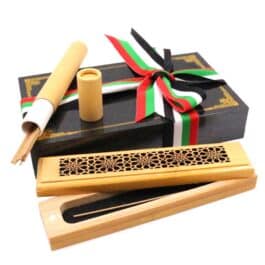 Bakhoor BoSidin – Cambodian Oud Bakhoor Incense Gift Box with UAE Ribbon A19B for National Day Gifts