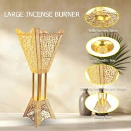 Bakhoor BoSidin – Large Size Incense Burner 100 cm tall Durable Arabic Style Oud Holder Charcoal Censer Gold/Silver- LC-222