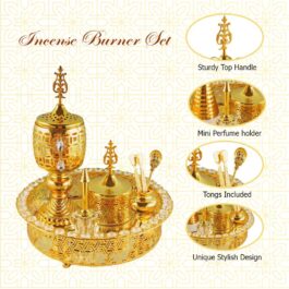 Golden Premium Incense Burner Set for Home Fragrance and Decore- W3299