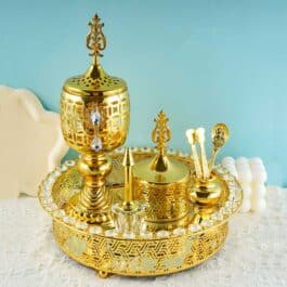 Golden Premium Incense Burner Set for Home Fragrance and Decore- W3299