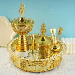 Golden Premium Incense Burner Set for Home Fragrance and Decore- W3300