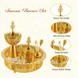 Golden Premium Incense Burner Set for Home Fragrance and Decore- W3300