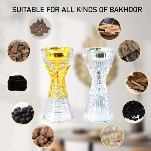 ⁦Stylish Oud Incense Burner with Elegant Glass Design Bakhoor Holder for Home and Office Fragrance - MK8111⁩ - الصورة ⁦2⁩