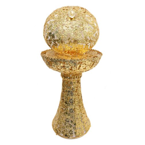 Bakhoor BoSidin - Medium Size Bukhoor Incense Burner 60 cm tall with Round Cover Oud Holder Charcoal Censer Gold- 856 - Image 3