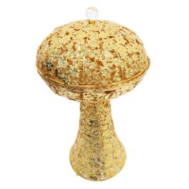 Bakhoor BoSidin – Medium Size Bukhoor Incense Burner 60 cm tall with Round Cover Oud Holder Charcoal Censer Gold- 856