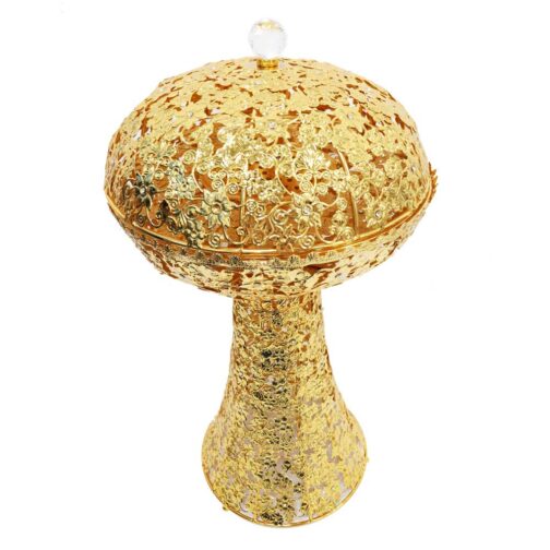 Bakhoor BoSidin - Medium Size Bukhoor Incense Burner 60 cm tall with Round Cover Oud Holder Charcoal Censer Gold- 856