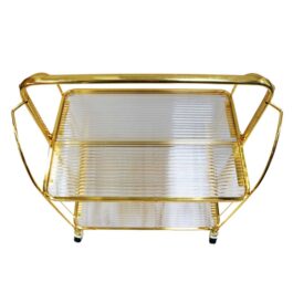 Classic Gold Metal Serving Trolley Cart with 2-Tier Storage for Stylish Home Entertaining and Décor – WH-20317