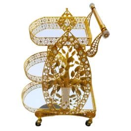 Luxurious Gold Metal Serving Trolley Cart with Multi-Tier Storage for Stylish Home Entertaining and Décor – CC46