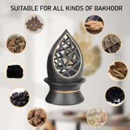 Elegant Tear Drop Design Resin Incense Burner, Bakhoor Oud Holder with Metal Tray Censer for Yoga, Aromatherapy, Bedroom, Home & Office – ZP067