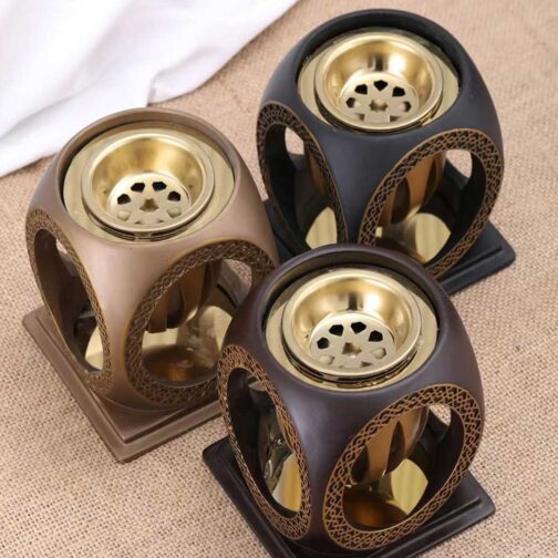 Unique Resin Arabian Incense Burner | Oud Bakhoor with Metal Tray Holder | Censer for Yoga, Aromatherapy, Bedroom, Home & Office - 109
