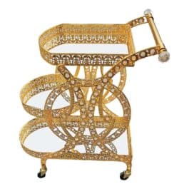 Luxurious Gold Metal Serving Trolley Cart with Multi-Tier Storage for Stylish Home Entertaining and Décor – CC22