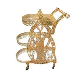 Luxurious Gold Metal Serving Trolley Cart with Multi-Tier Storage for Stylish Home Entertaining and Décor – CC28