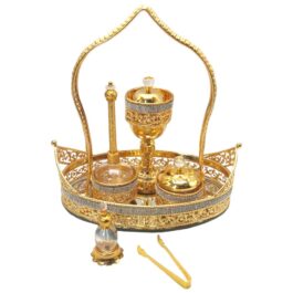 Luxurious Metal Incense Burner Set Oud Bakhoor and Perfume Holder Best for Ramadan, Home Fragrance and Decore – DT-013