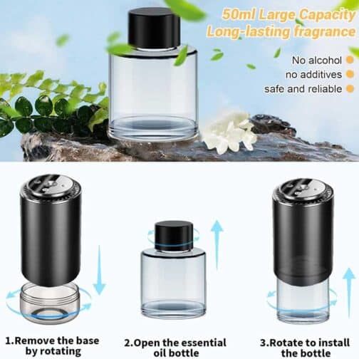 Smart Starry Projection Car Aroma Diffuser, Large Capacity Rechargeable Air Freshener USB Cool Mist Mini Portable Humidifier Diffuser for Car Home Office Bedroom - P35 - Image 4