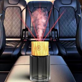 Smart Starry Projection Car Aroma Glass Diffuser, 140ml Wooden Top Rechargeable Air Freshener USB Cool Mist Mini Portable Humidifier Diffuser for Car Home Office Bedroom – P55