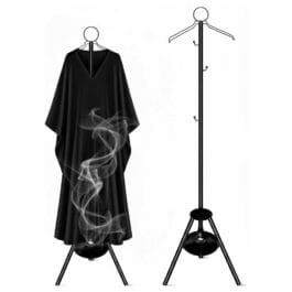 Clothes Stand with Incense Burner 172 cm – Metal Garment Rack with Hooks & Steam Holes for Abayas, Thobes, Coats – Bakhoor Burner Hanger for Home, Office, or Hotel – Heavy-Duty & Space-Saving Design
