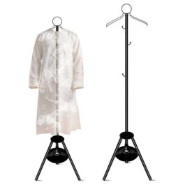 Clothes Stand with Incense Burner 172 cm – Metal Garment Rack with Hooks & Steam Holes for Abayas, Thobes, Coats – Bakhoor Burner Hanger for Home, Office, or Hotel – Heavy-Duty & Space-Saving Design