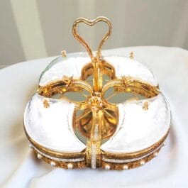 Luxury Gold-Plated Fruit & Snack Serving Tray Elegant Multi-Compartment Dessert & Appetizer Stand – 788