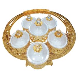Luxury Gold-Plated Fruit & Snack Serving Tray Elegant Multi-Compartment Dessert & Appetizer Stand – 792