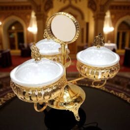 Luxury Gold-Plated Fruit & Snack Serving Tray Elegant Multi-Compartment Dessert & Appetizer Stand – YY-013