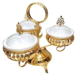 Luxury Gold-Plated Fruit & Snack Serving Tray Elegant Multi-Compartment Dessert & Appetizer Stand – YY-013