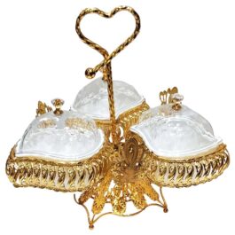 Luxury Gold-Plated Fruit & Snack Serving Tray Elegant Multi-Compartment Dessert & Appetizer Stand – YY-021