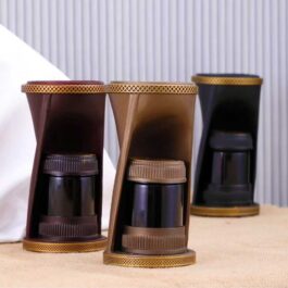 Modern Cylindrical Resin Mabkhara Burner | Aroma Diffuser with Glass Bottle Storage | Elegant Bukhoor Holder for Home Décor and Gift Giving – 7528