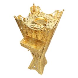 Bakhoor BoSidin – Large Size Bukhoor Incense Burner with Drawer 96 cm tall Durable Oud Holder Charcoal Censer Gold/Silver- 879