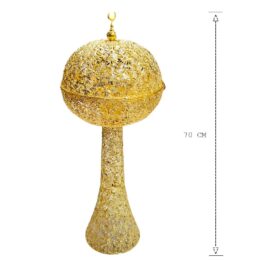 Bakhoor BoSidin – Medium Size Bukhoor Incense Burner 70 cm tall with Round Cover Oud Holder Charcoal Censer Gold- WT-5004