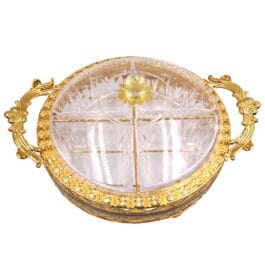 Luxury Gold-Plated Fruit & Snack Serving Tray Elegant Round Dessert & Appetizer Stand – YY-008