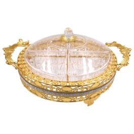 Luxury Gold-Plated Fruit & Snack Serving Tray Elegant Round Dessert & Appetizer Stand – YY-008