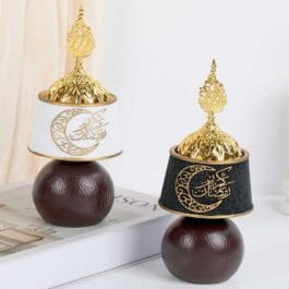 Elegant Arabian Style Resin Incense Burner, Moon Design Bakhoor Oud Holder with Metal Tray Censer for Yoga, Aromatherapy, Bedroom, Home & Office – ZP108