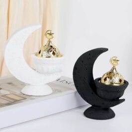 Elegant Arabian Style Resin Incense Burner, Moon Design Bakhoor Oud Holder with Metal Tray Censer for Yoga, Aromatherapy, Bedroom, Home & Office – ZP112