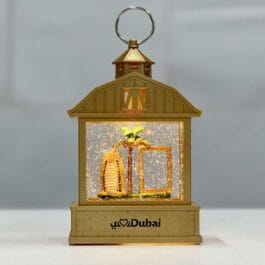 Beautiful Ramadan Water Glitter Lantern – Light-Up Souvenir Decore with Iconic Dubai Landmarks