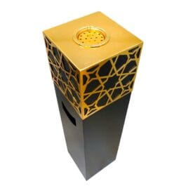 Big Size Square Shape Metal Incense Burner Floor Standing Mabkhara – 80 cm Tall Luxury Oud & Bakhoor Burner for Home & Majlis – LC491